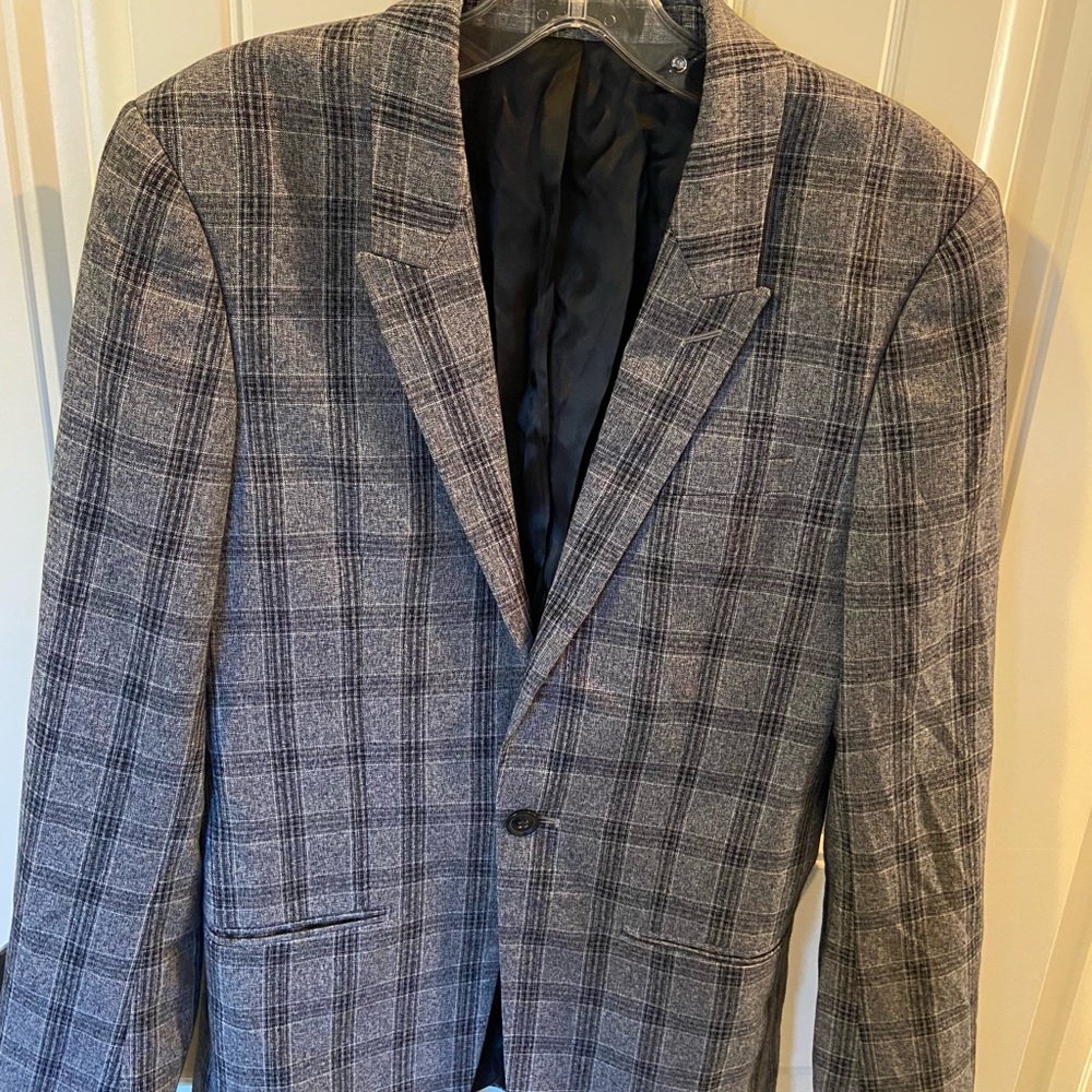Topman gray blazer with windowpane design 34R